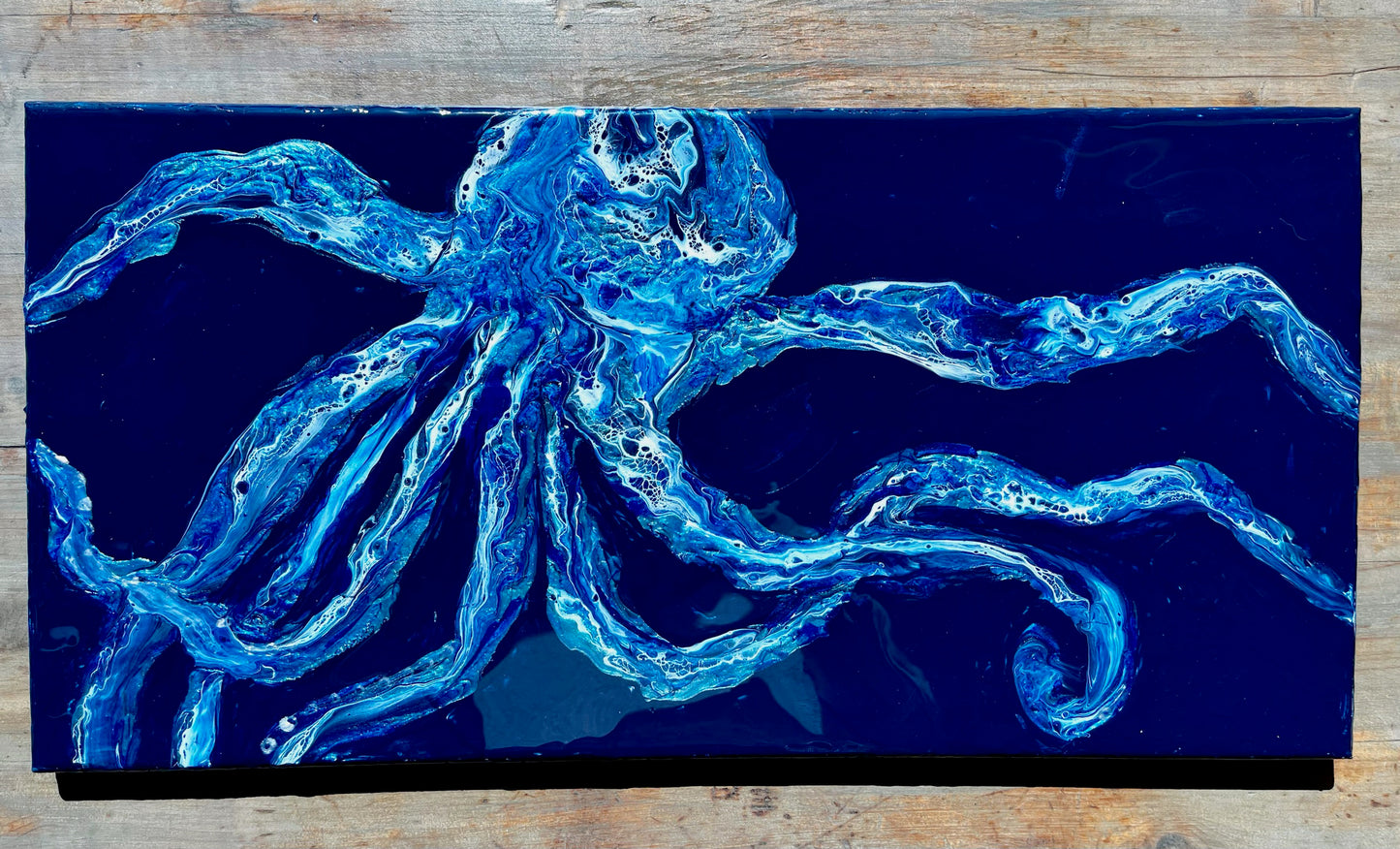 Deep Sea Octopus 10” x 20” Modern Canvas Acrylic Painting