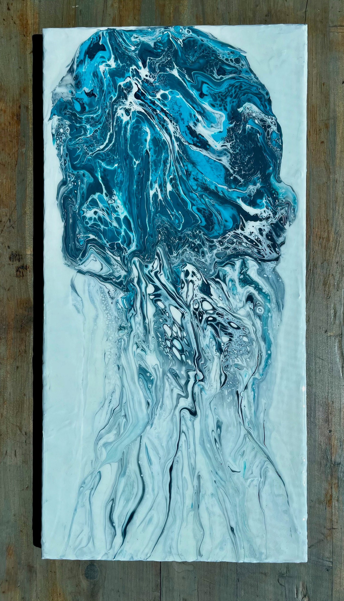 Jellyfish Turquoise Acrylic Abstract Original