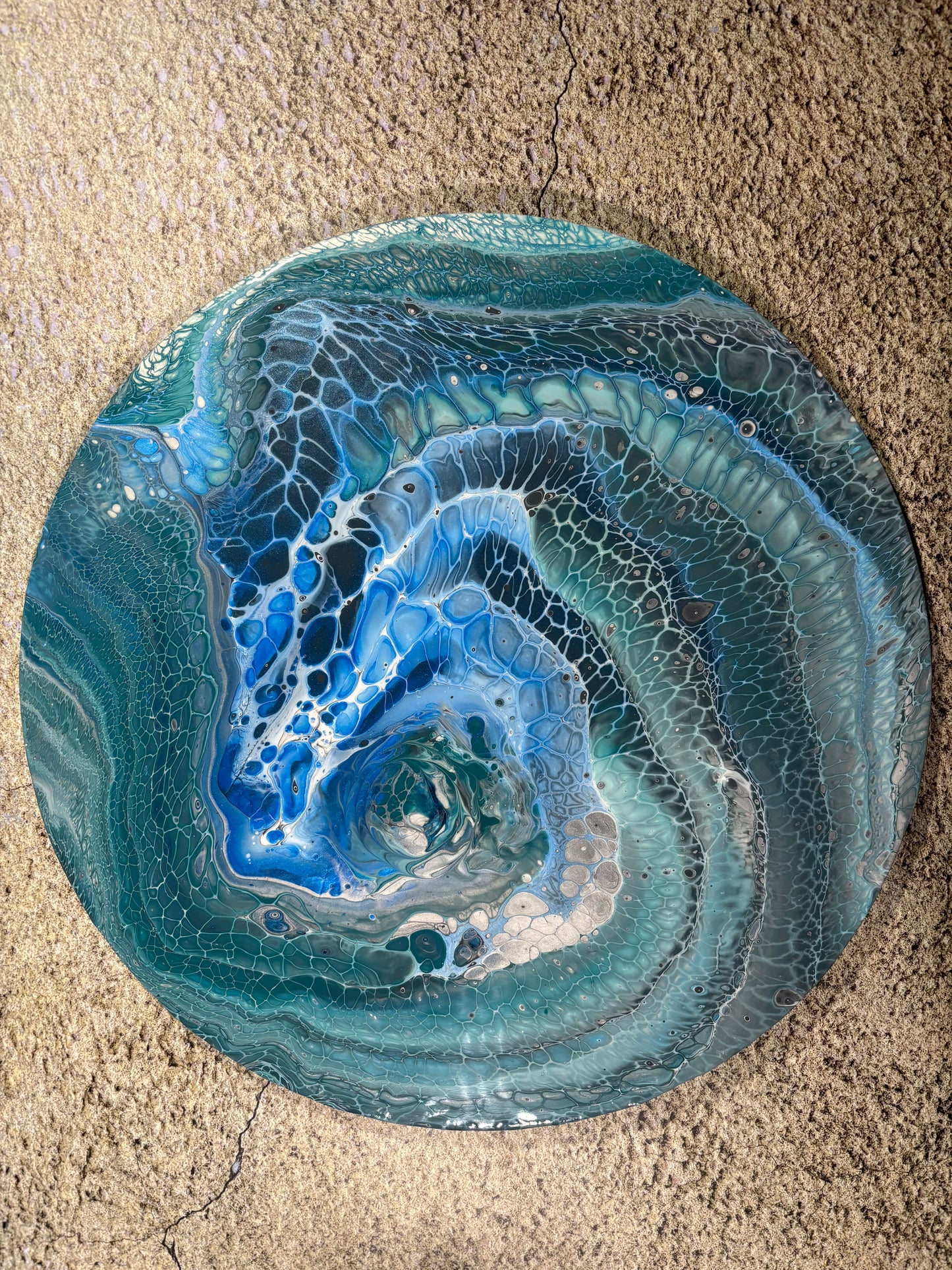 Ocean Cyclone Acrylic Hand Painted Tabletop