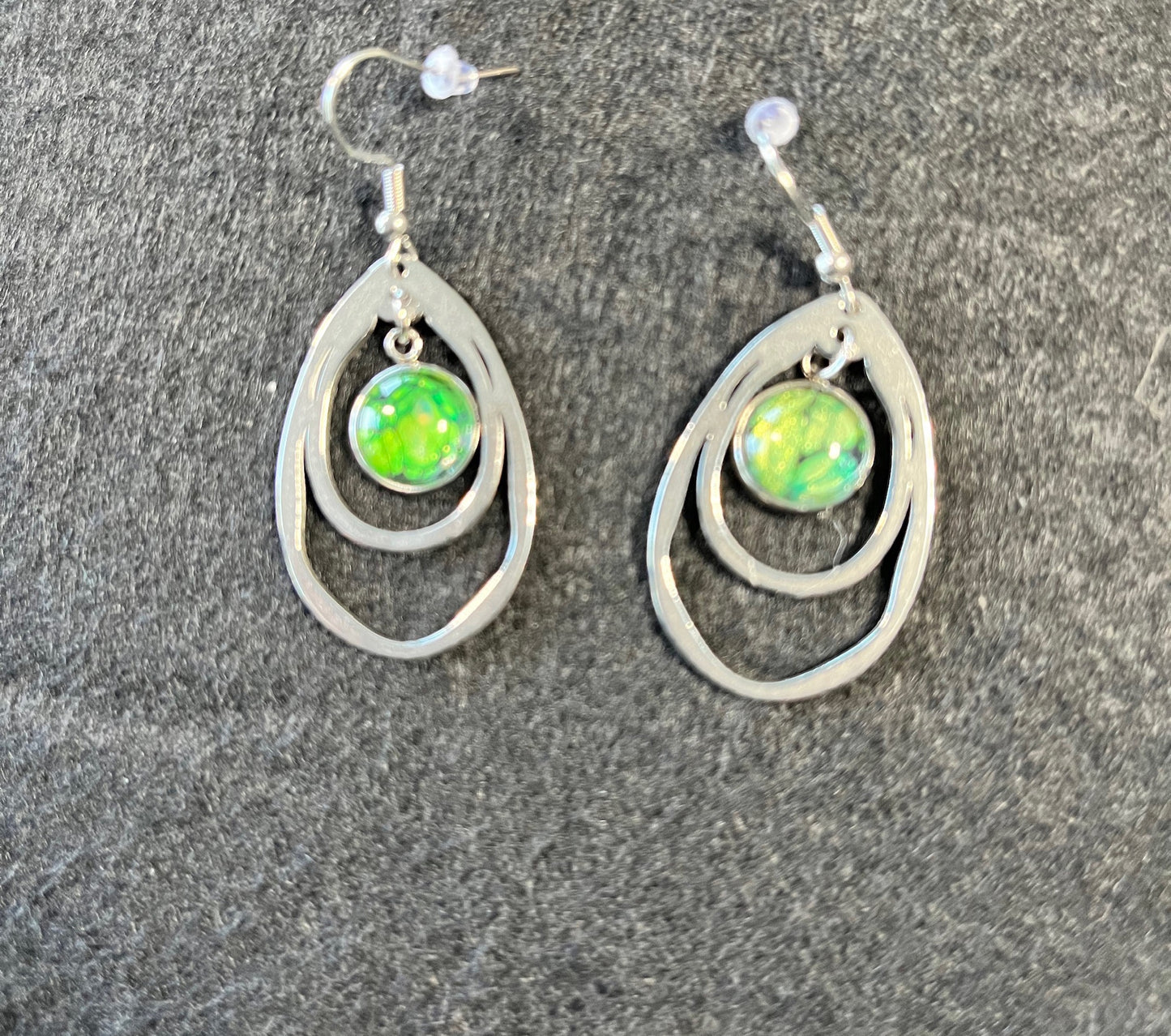 Snake Eyes Silver double hoop drop earrings