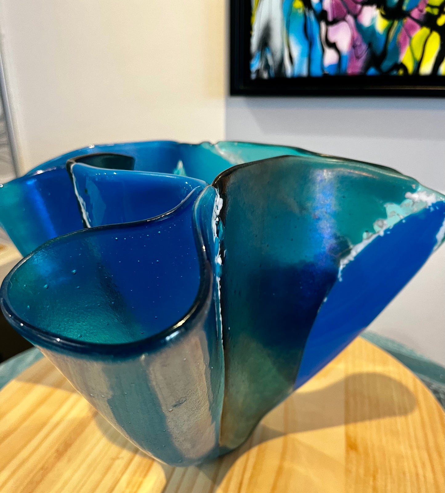 Ocean Currents Fused Glass Bowl