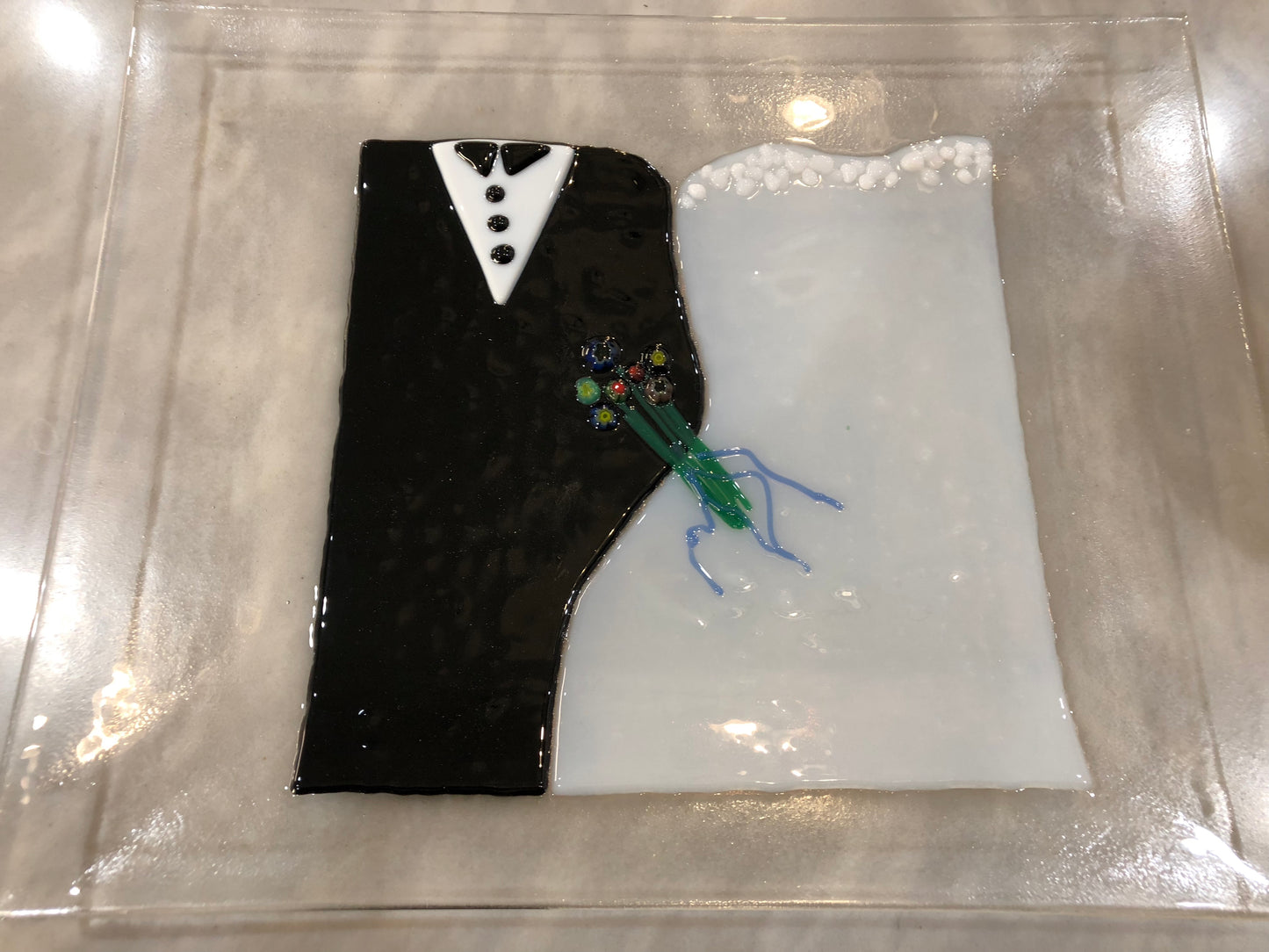 Wedding Fused Glass Plate